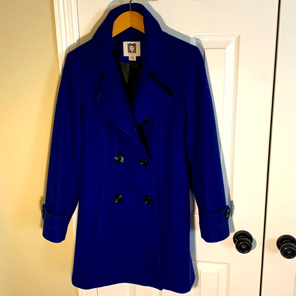 Anne Klein cobalt blue double breasted wool peacoat  ladies size Medium